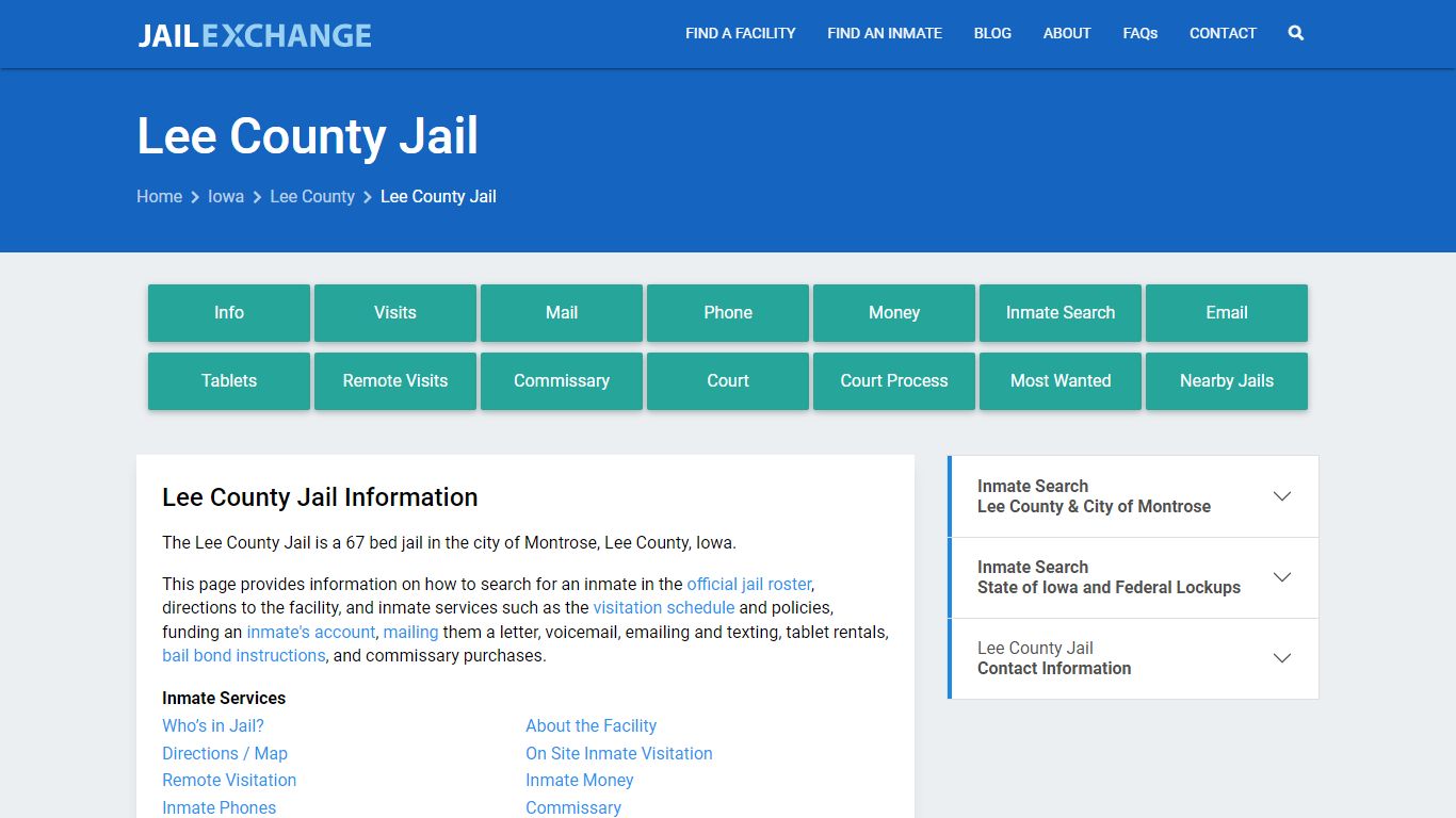 Lee County Jail, IA Inmate Search, Information - Jail Exchange